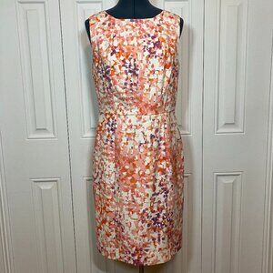 Ann Taylor Painterly Fitted Sheath Dress Size 10